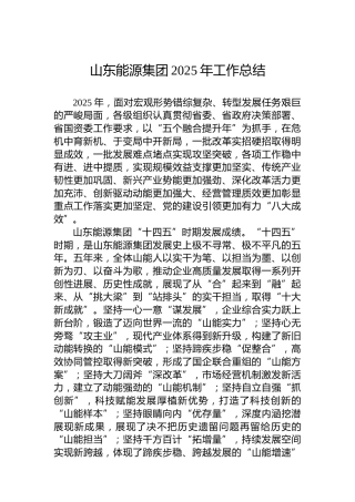 山东能源集团2025年工作总结
