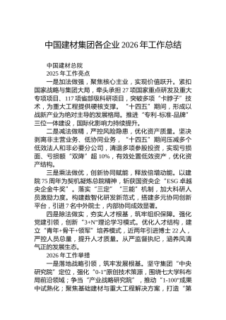 建材集团各企业2026年工作总结