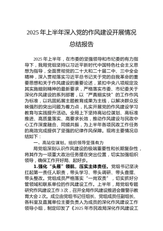 2025年上半年深入党的作风建设开展情况总结报告