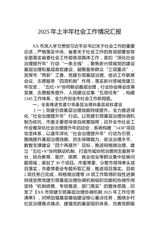 2025年上半年社会工作情况汇报