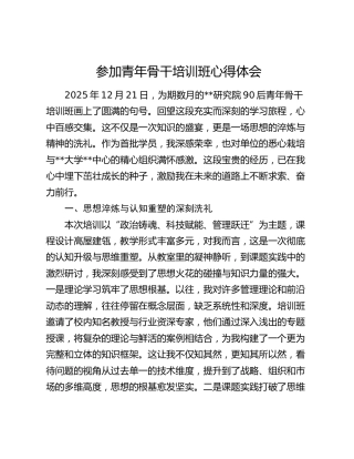 参加青年骨干培训班心得体会