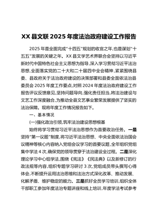 XX县文联2025年度法治政府建设工作报告