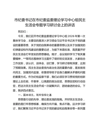 在市纪委监委理论学习中心组民主生活会专题学习研讨会上的讲话