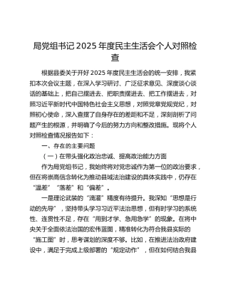 司法系统2025年度民主生活会个人对照检查4800字√