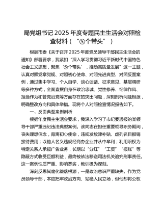 教体系统书记2025年度民主生活会对照检查