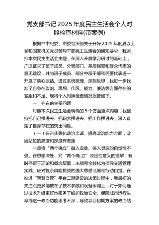 公安交警系统2025年度民主生活会个人对照检查(含反面典型案例剖析)