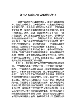 坚定不移建设开放型世界经济
