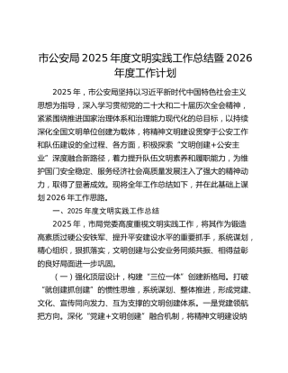 市公安局2025年度文明实践工作总结及2026年度工作计划