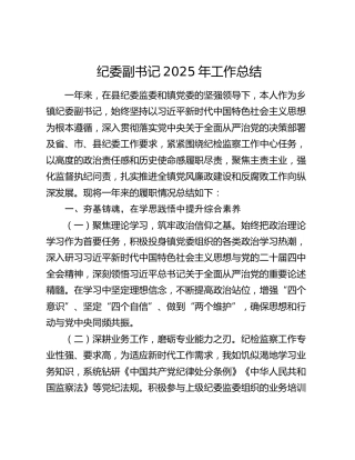 纪委副书记2025年工作总结