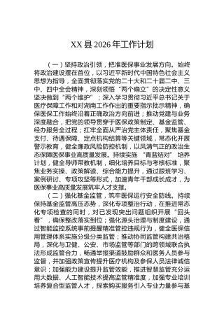 XX县2026年工作计划