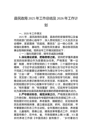 县民政局2025年工作总结及2026年工作计划