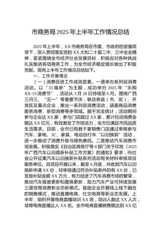 市商务局2025年上半年工作情况总结