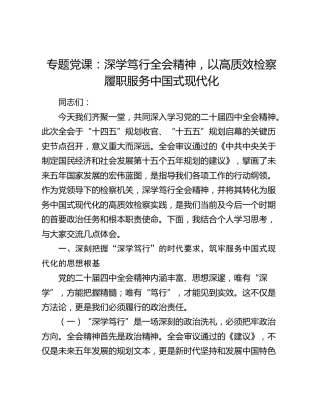 专题党课：深学笃行全会精神  以高质效检察履职服务中国式现代化