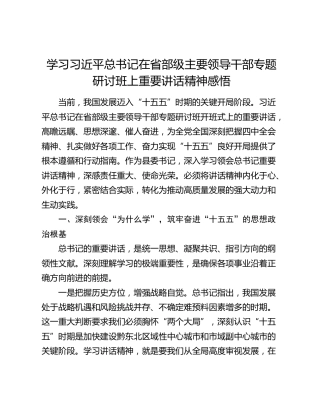 学习习近平总书记在省部级主要领导干部专题研讨班上重要讲话精神感悟 (2)