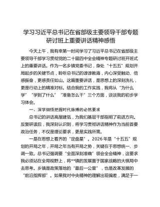 学习习近平总书记在省部级主要领导干部专题研讨班上重要讲话精神感悟