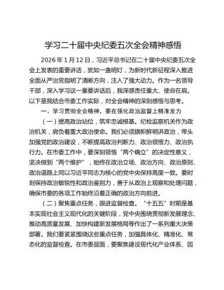 学习二十届中央纪委五次全会精神感悟