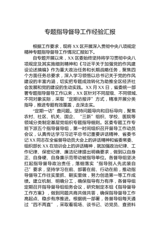 专题指导督导工作经验汇报