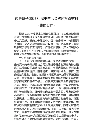 领导班子2025年民主生活会对照检查材料(集团公司)