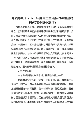 局领导班子2025年度民主生活会对照检查材料(带案例 5405字)