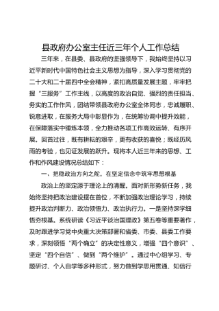 县政府办主任近三年个人工作总结
