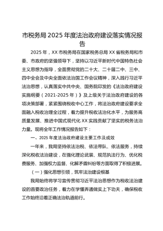 市税务局2025年度法治政府建设落实情况报告