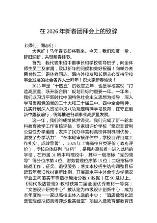在2026年新春团拜会上的致辞