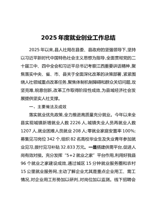 2025年度就业创业工作总结