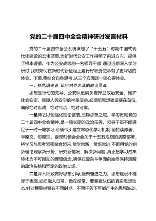 党的二十届四中全会精神研讨发言材料