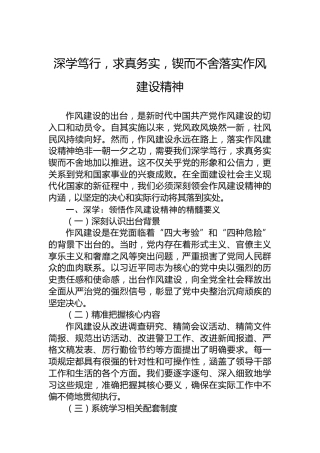 深学笃行，求真务实，锲而不舍落实作风建设精神