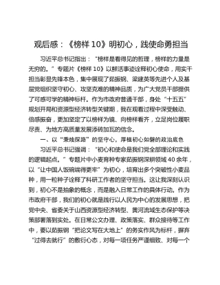 观后感：《榜样10》明初心，践使命勇担当