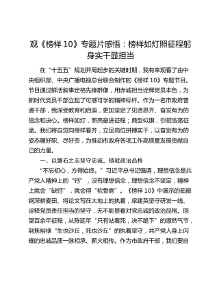 观《榜样10》专题片感悟：榜样如灯照征程  躬身实干显担当