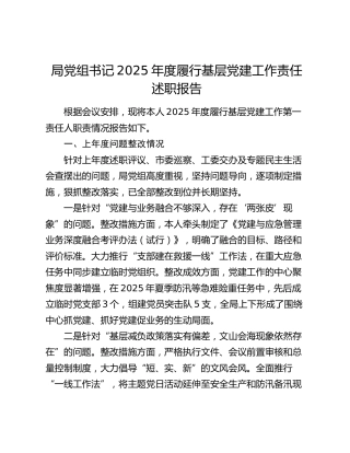 局党组书记2025年度履行基层党建工作责任述职报告