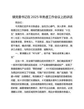 镇党委书记在2025年务虚工作会议上的讲话