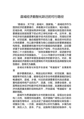 县域经济数智化跃迁的可行路径