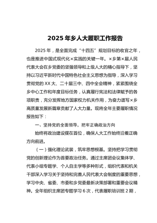 2025年乡人大履职工作报告（2）