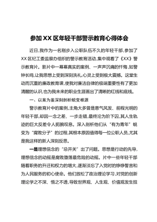 参加XX区年轻干部警示教育心得体会