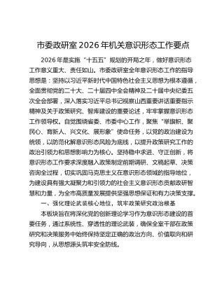市委政研室2026年机关意识形态工作要点