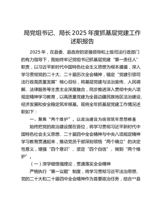 局党组书记、局长2025年度抓基层党建工作述职报告