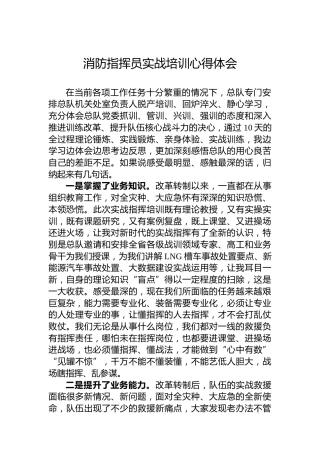 消防指挥员实战培训心得体会