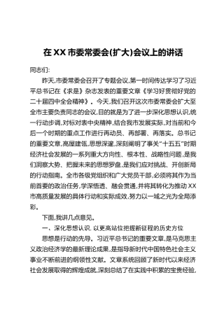 在XX市委常委会(扩大)会议上的讲话_1