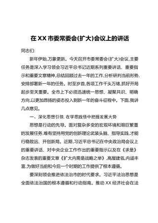 在XX市委常委会(扩大)会议上的讲话 (2)