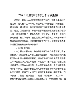 2025年度意识形态分析研判报告