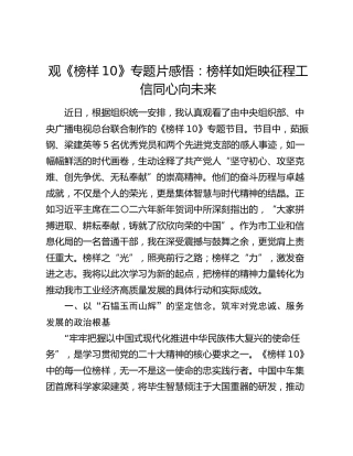 观《榜样10》专题片感悟：榜样如炬映征程  工信同心向未来