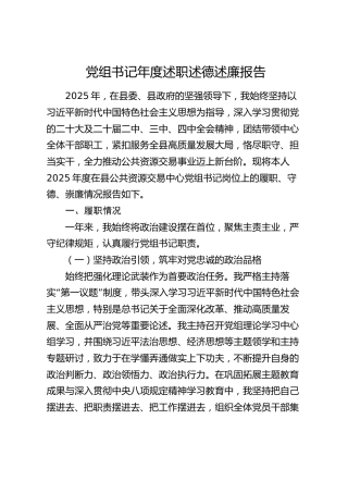 党组书记年度述职述德述廉报告