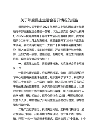 关于年度民主生活会召开情况的报告_1