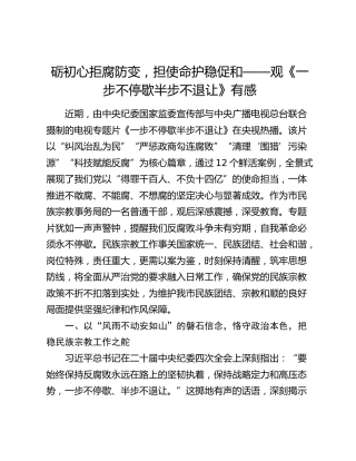 砺初心拒腐防变，担使命护稳促和——观《一步不停歇半步不退让》有感