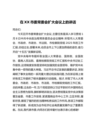 在XX市委常委会扩大会议上的讲话（2）