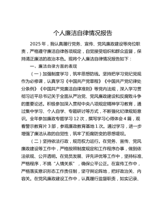 个人廉洁自律情况报告（3）