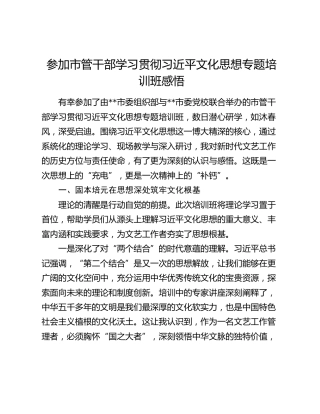 参加市管干部学习贯彻习近平文化思想专题培训班感悟