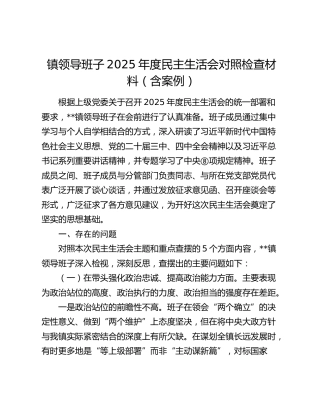 乡镇班子2025年度民主生活会对照检查6